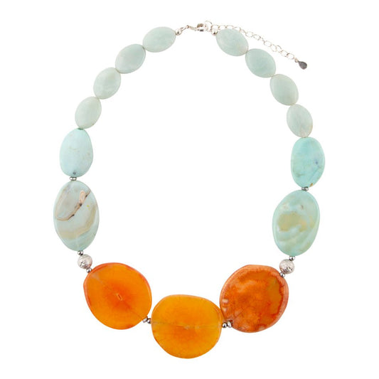 Collana con nettare blu menta e arancione