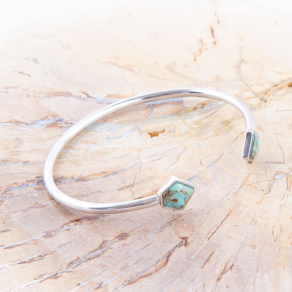 Bracciale a polsino in argento sterling e turchese blu Mirror Image