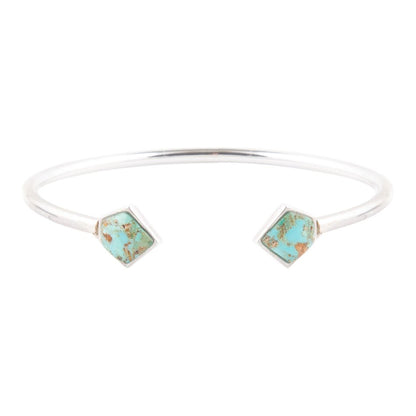 Bracciale a polsino in argento sterling e turchese blu Mirror Image