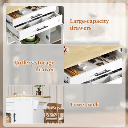 Mobile Kitchen Island with Foldable Worktop and Wheels