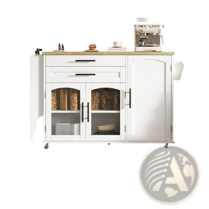 Mobile Kitchen Island with Foldable Worktop and Wheels