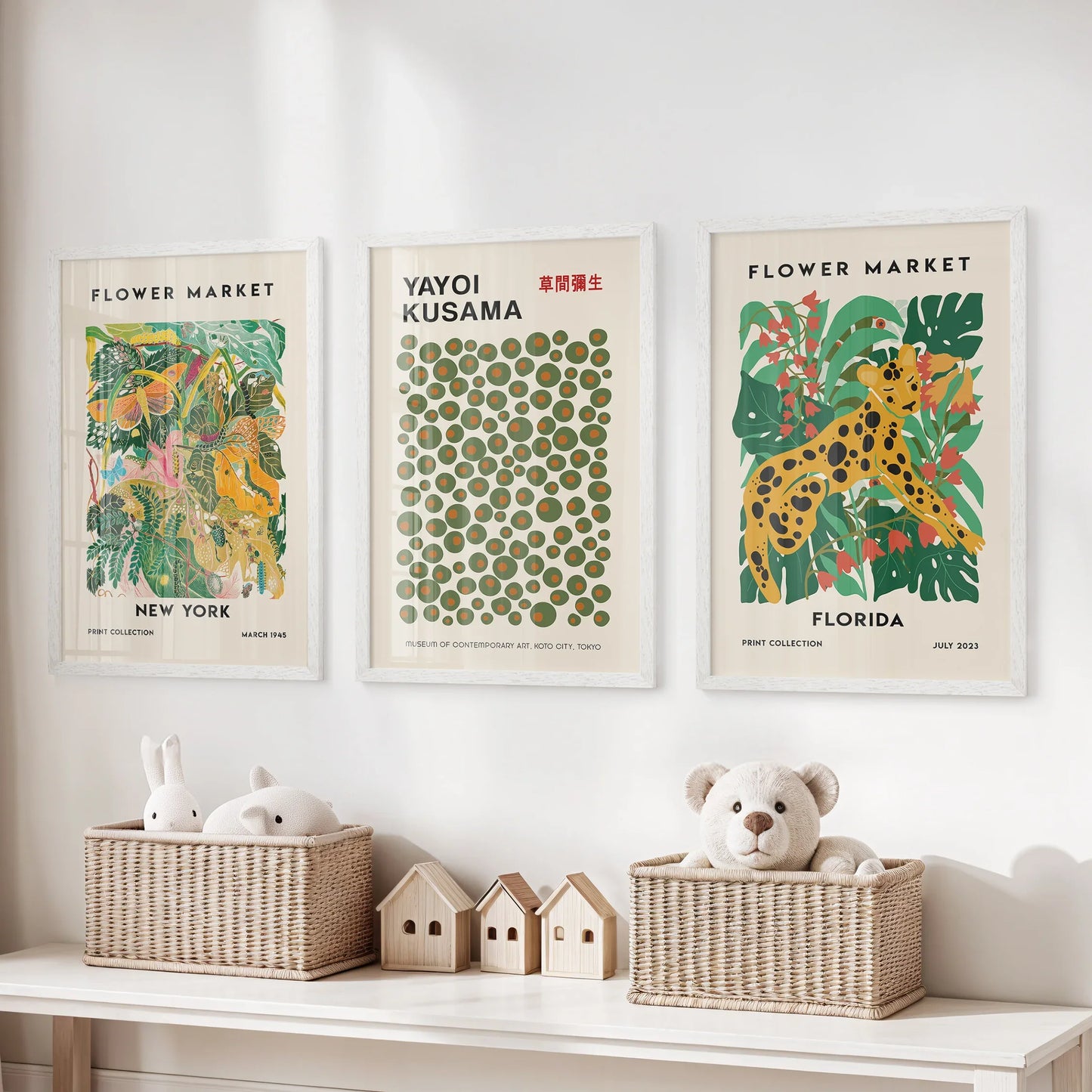 Flower Market, Kusama Art Prints. Modern Tropical Wall Decor