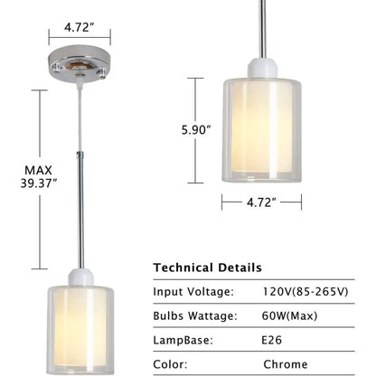 Modern glaspendellampa med kromnickelfinish för köksö