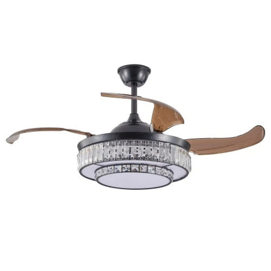 Modern inomhustakfläkt med utdragbar LED-lampa, fjärrkontroll och 4 blad