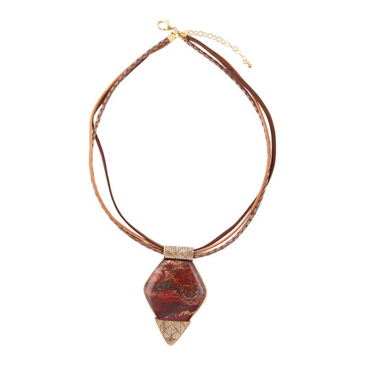 Collana moderna con pendente in diaspro rosso e oro