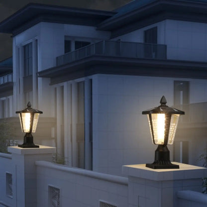 Moderna solcells-LED-lampor med justerbar ljusstyrka för pelare