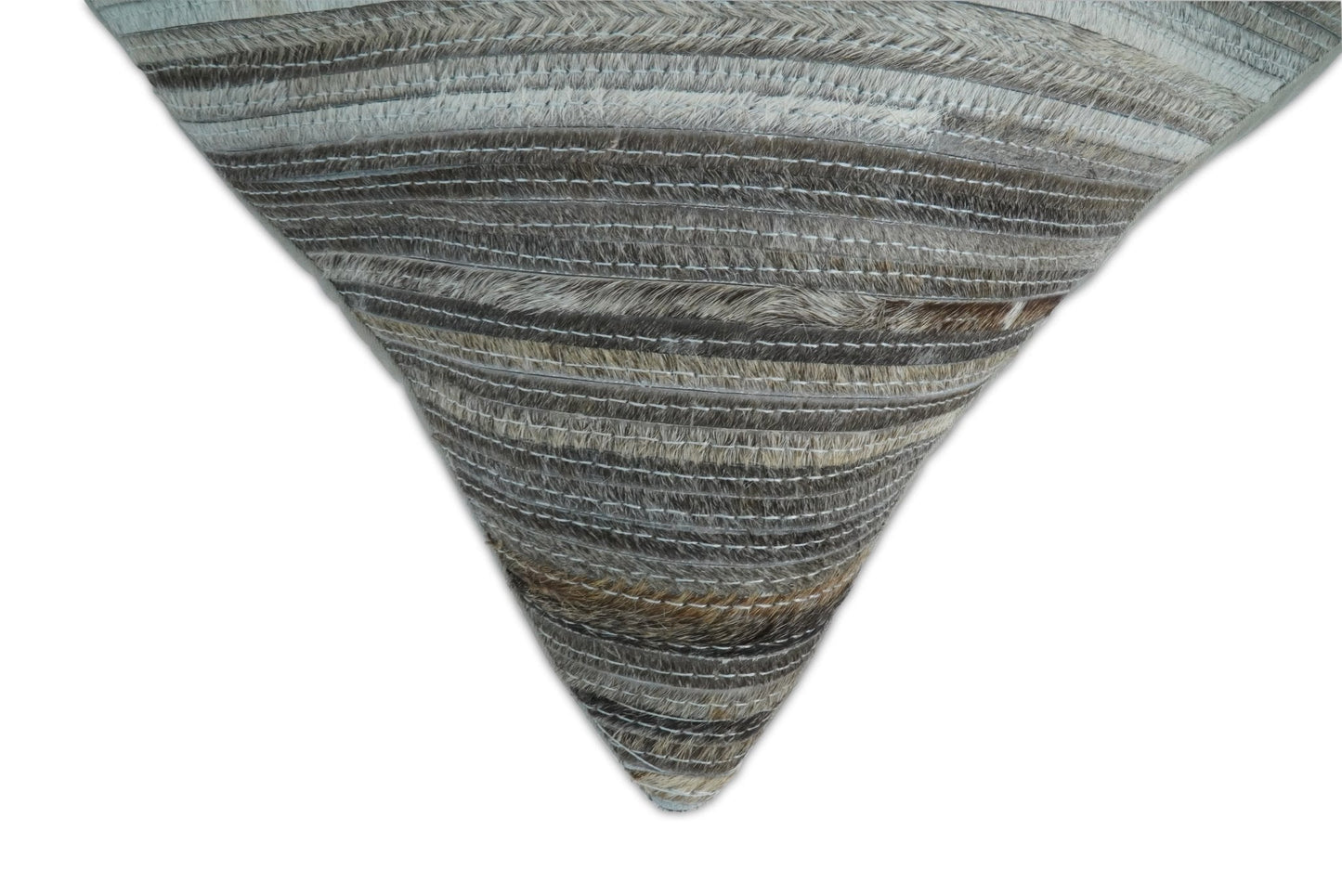 Modern Stripes Ivory and Gray Genuine Leather Accent Pillow, Cushion | PL17