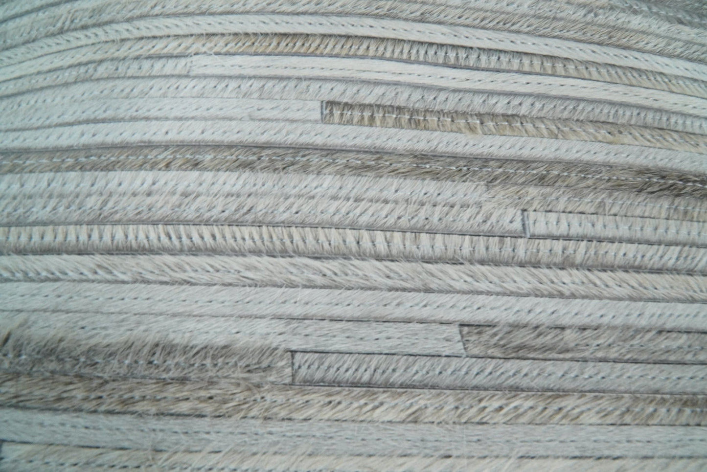 Modern Stripes Ivory and Gray Genuine leather Pillow with Insert, Cushion | PL16