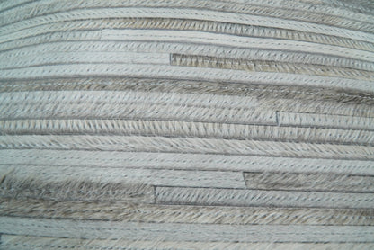 Modern Stripes Ivory and Gray Genuine leather Pillow with Insert, Cushion | PL16