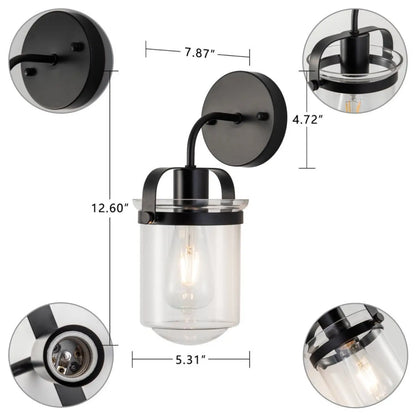 Modern vägglampa för hem med klar glasskärm E26 armatur