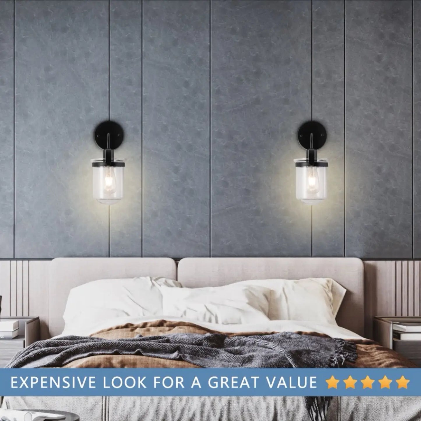 Modern vägglampa för hem med klar glasskärm E26 armatur