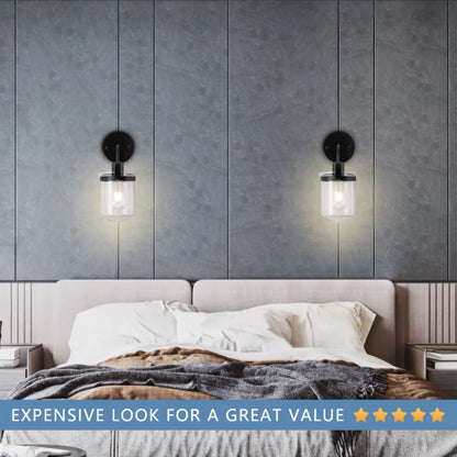Modern vägglampa för hem med klar glasskärm E26 armatur