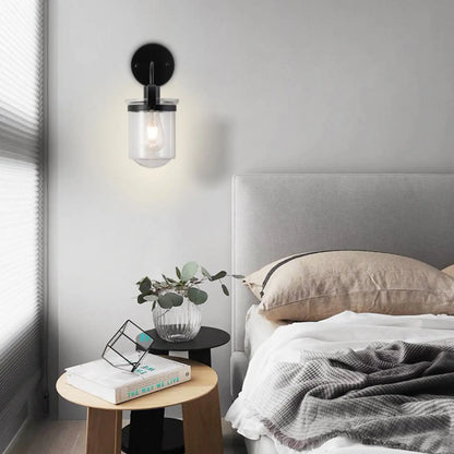 Modern vägglampa för hem med klar glasskärm E26 armatur