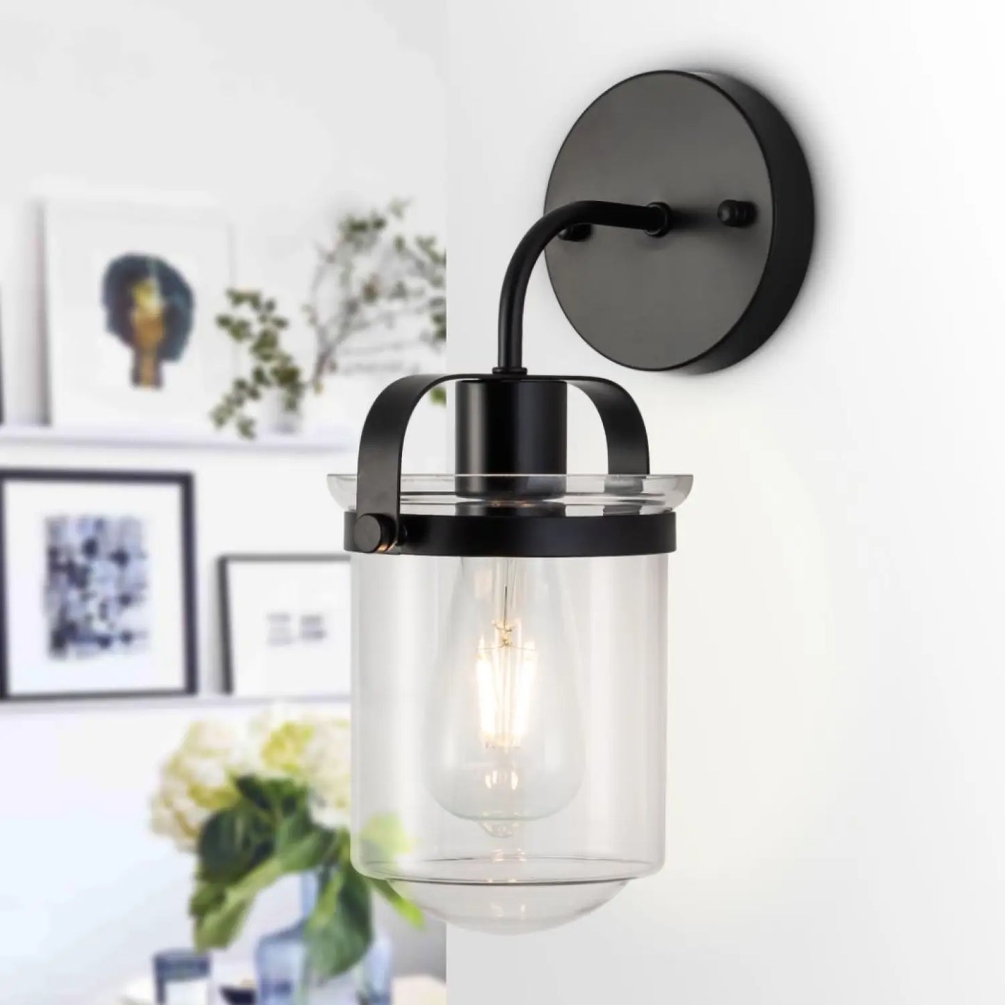 Modern vägglampa för hem med klar glasskärm E26 armatur