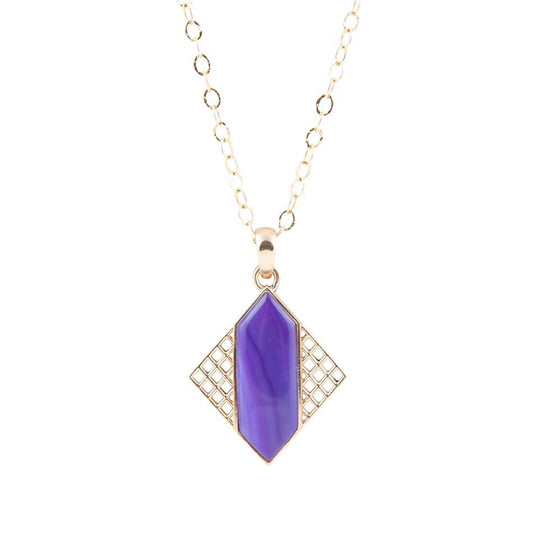 Collana con pendente in agata viola Motif e bronzo dorato