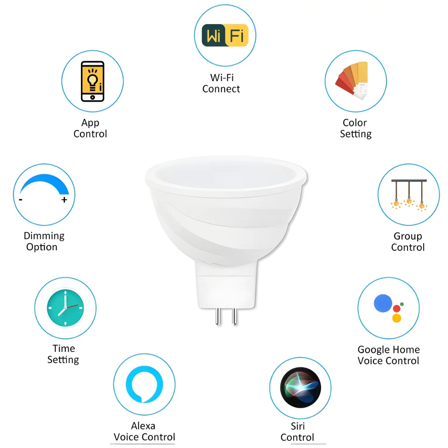MR16 5W LED Smart Glödlampa | Wifi, Tuya, Smart Hem, Alexa och Google Assistent