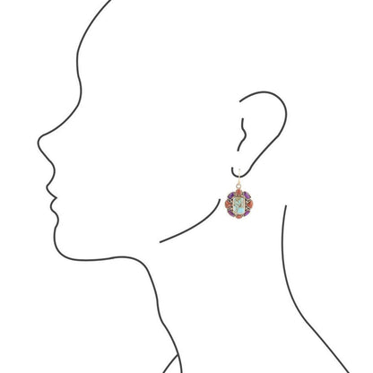 Native Color Multi-Stone Blue Turquoise Golden Drop Earrings