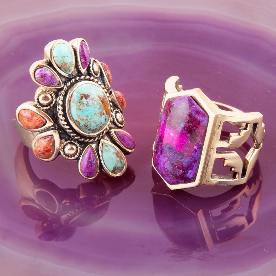 Anello nativo colore Turchese con pietre multiple