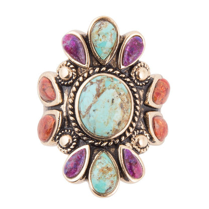 Anello nativo colore Turchese con pietre multiple
