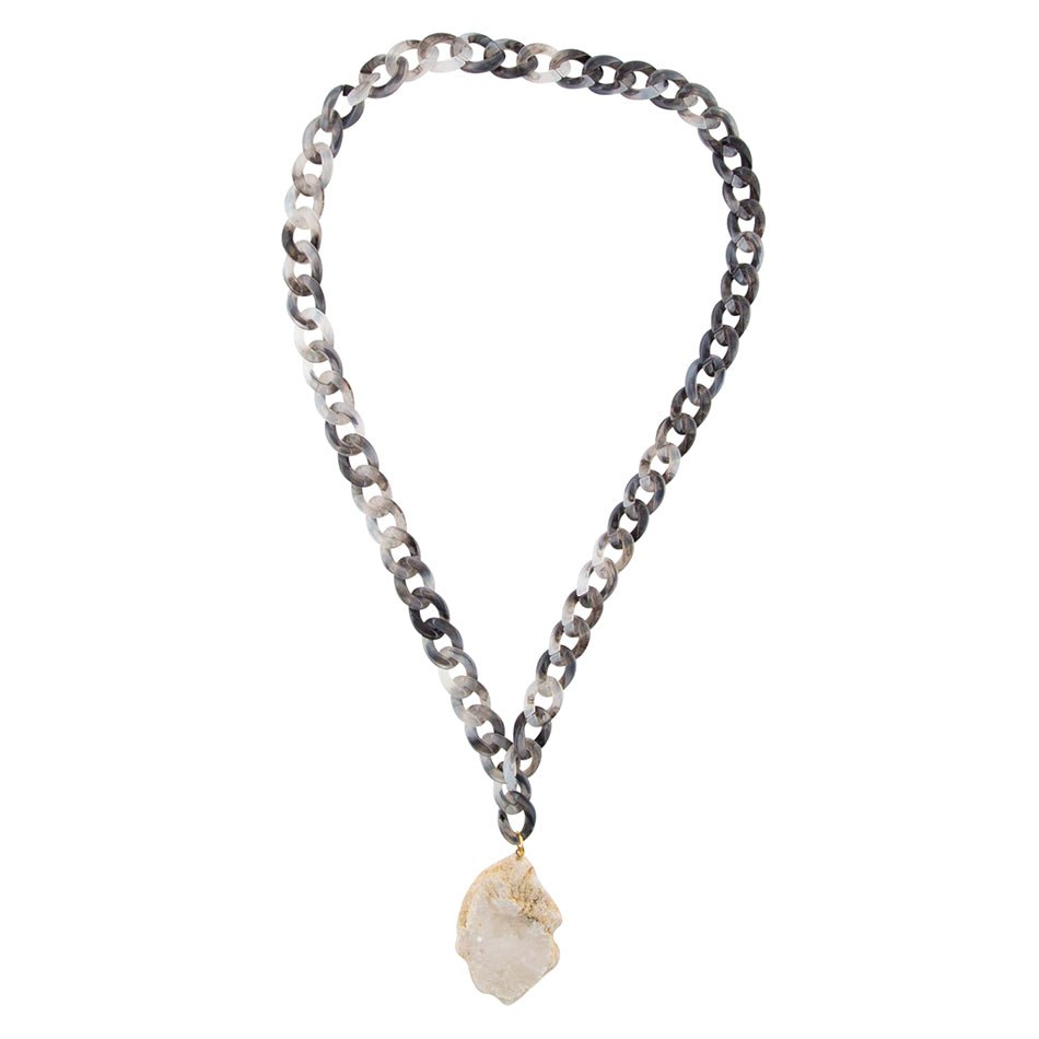 Collana in resina marmorizzata bianca naturale druzy