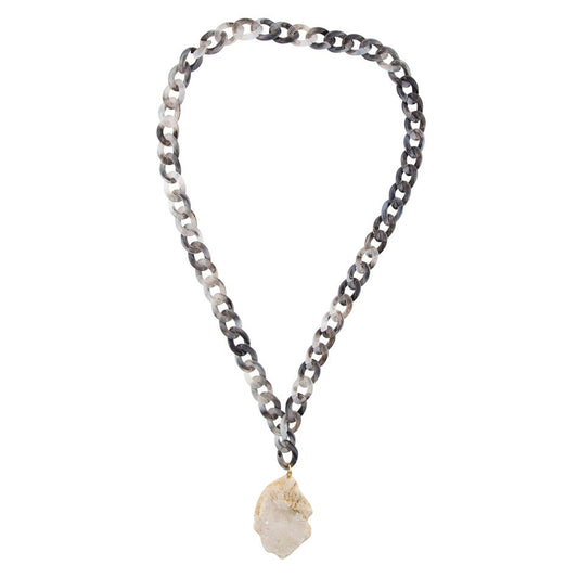 Collana in resina marmorizzata bianca naturale druzy