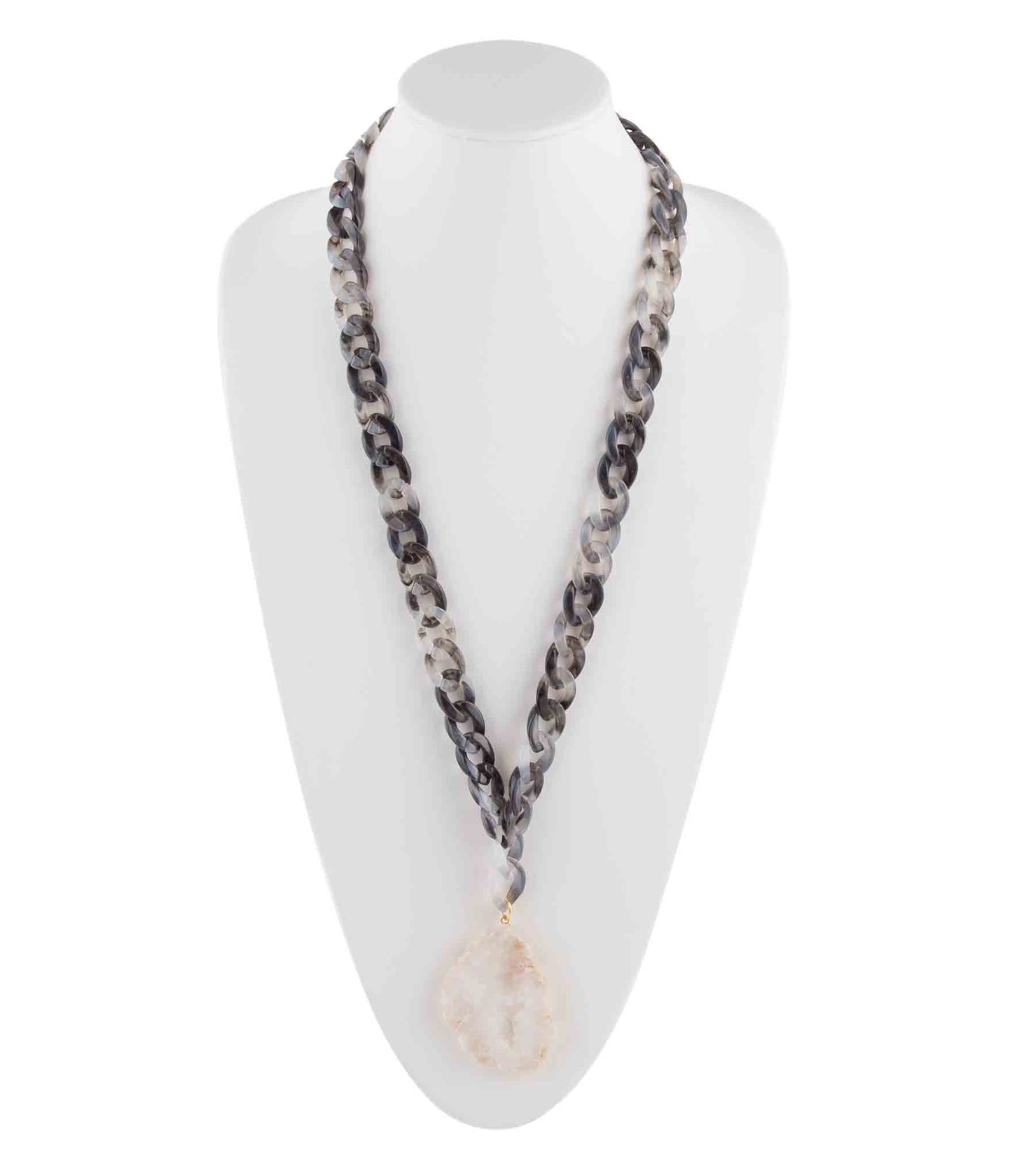 Collana in resina marmorizzata bianca naturale druzy