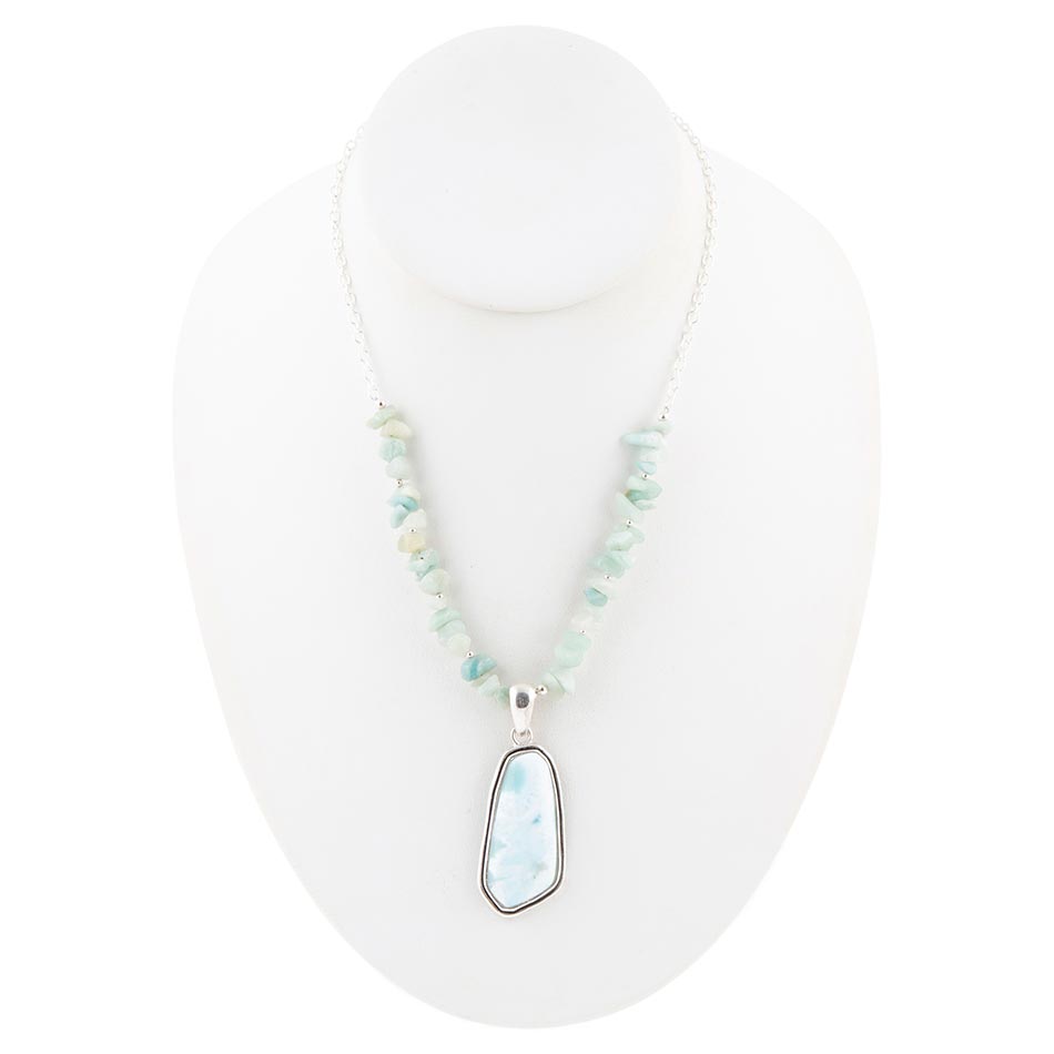Meraviglie Naturali Collana in Larimar Blu e Argento Sterling