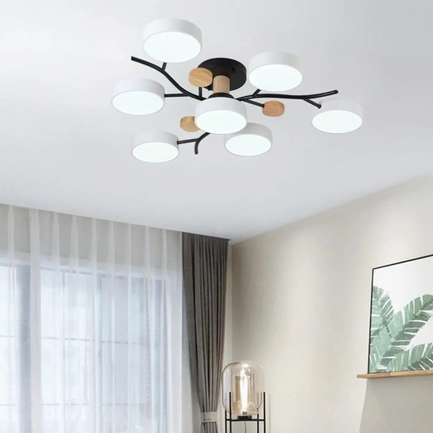 Nordisk LED taklampa för vardagsrum i mjuk macaronstil