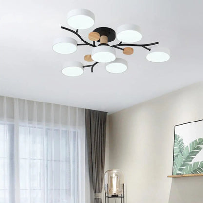Nordisk LED taklampa för vardagsrum i mjuk macaronstil