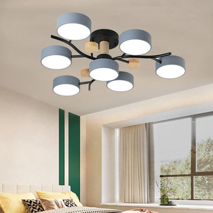 Nordisk LED taklampa för vardagsrum i mjuk macaronstil