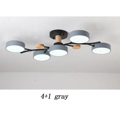 Nordisk LED taklampa för vardagsrum i mjuk macaronstil
