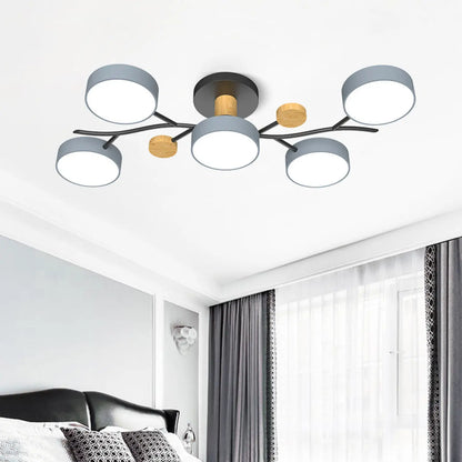 Nordisk LED taklampa för vardagsrum i mjuk macaronstil