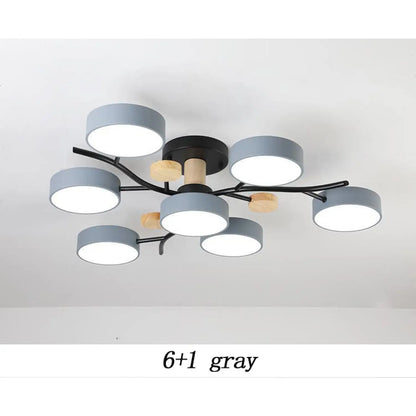 Nordisk LED taklampa för vardagsrum i mjuk macaronstil