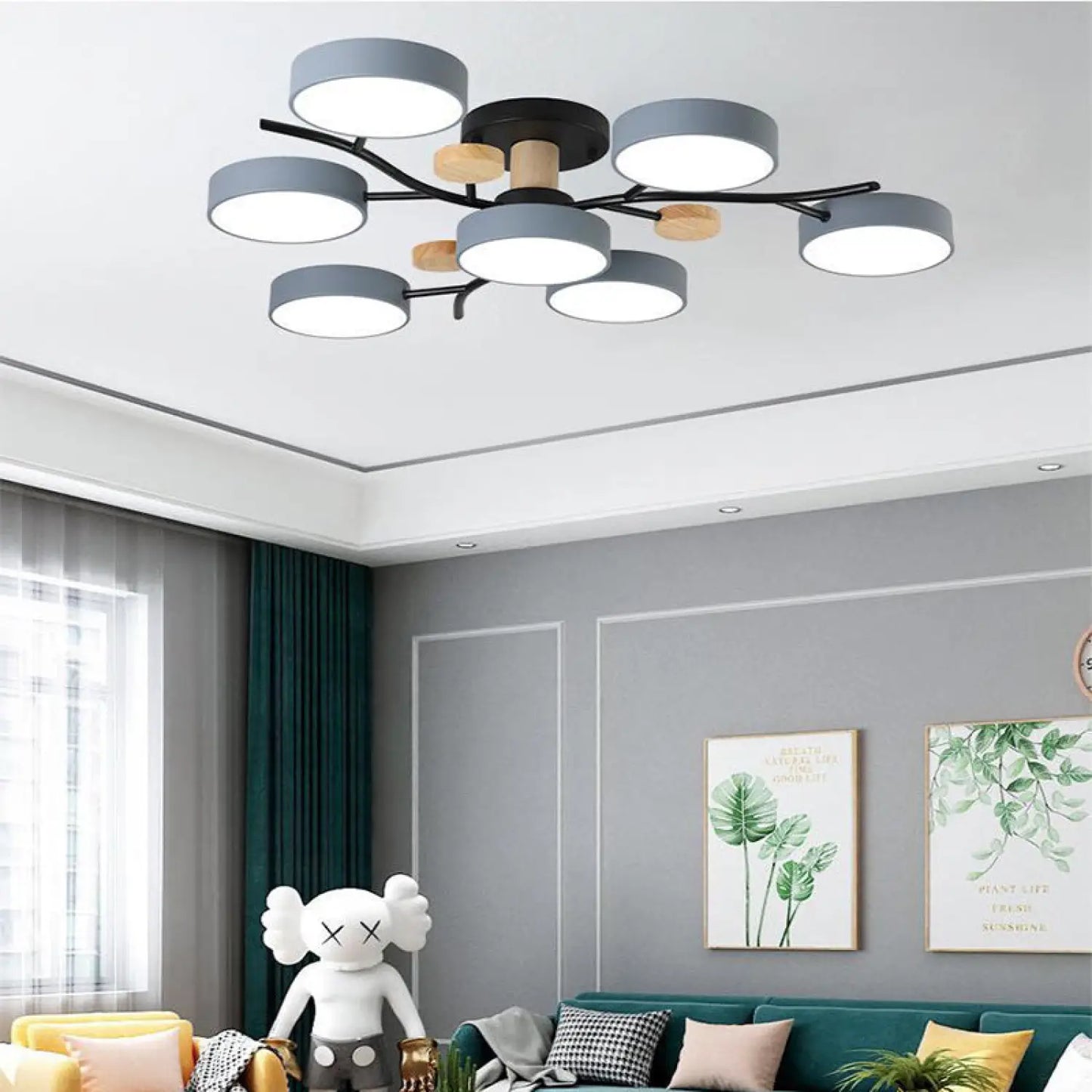 Nordisk LED taklampa för vardagsrum i mjuk macaronstil