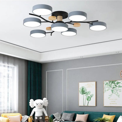 Nordisk LED taklampa för vardagsrum i mjuk macaronstil