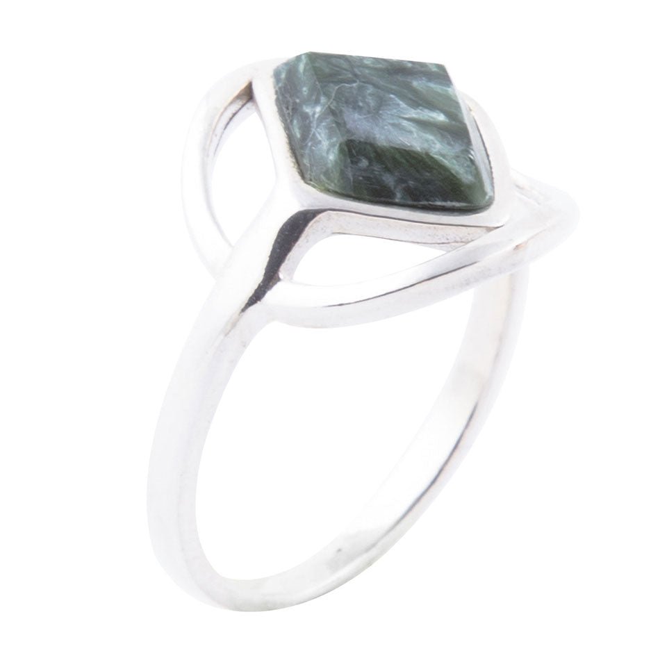 North Star Grön Serafinit och Sterlingsilver Ring
