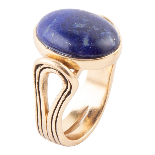 Nova blå lapis och gyllene brons oval ring