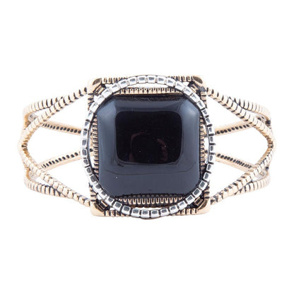 Bracciale rigido dorato in metallo misto Onyx