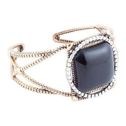 Bracciale rigido dorato in metallo misto Onyx