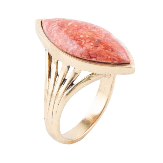 Spark Orange Svampkorall Guld Ring