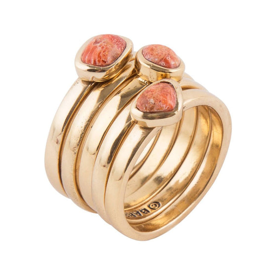 Orange svampkorall gyllene stapelring set