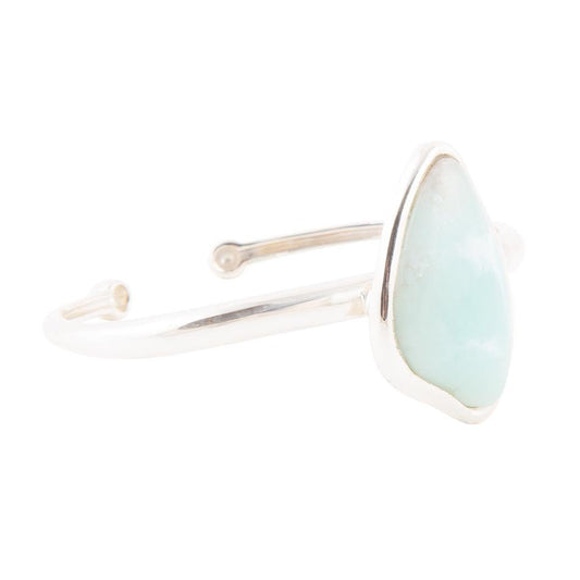 Bracciale a polsino in argento sterling e larimar blu biologico