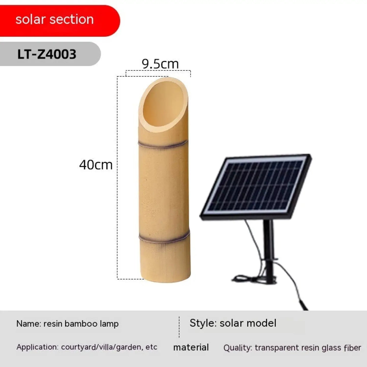 Utomhuslampa för hus - Solcellsdriven bambulampa