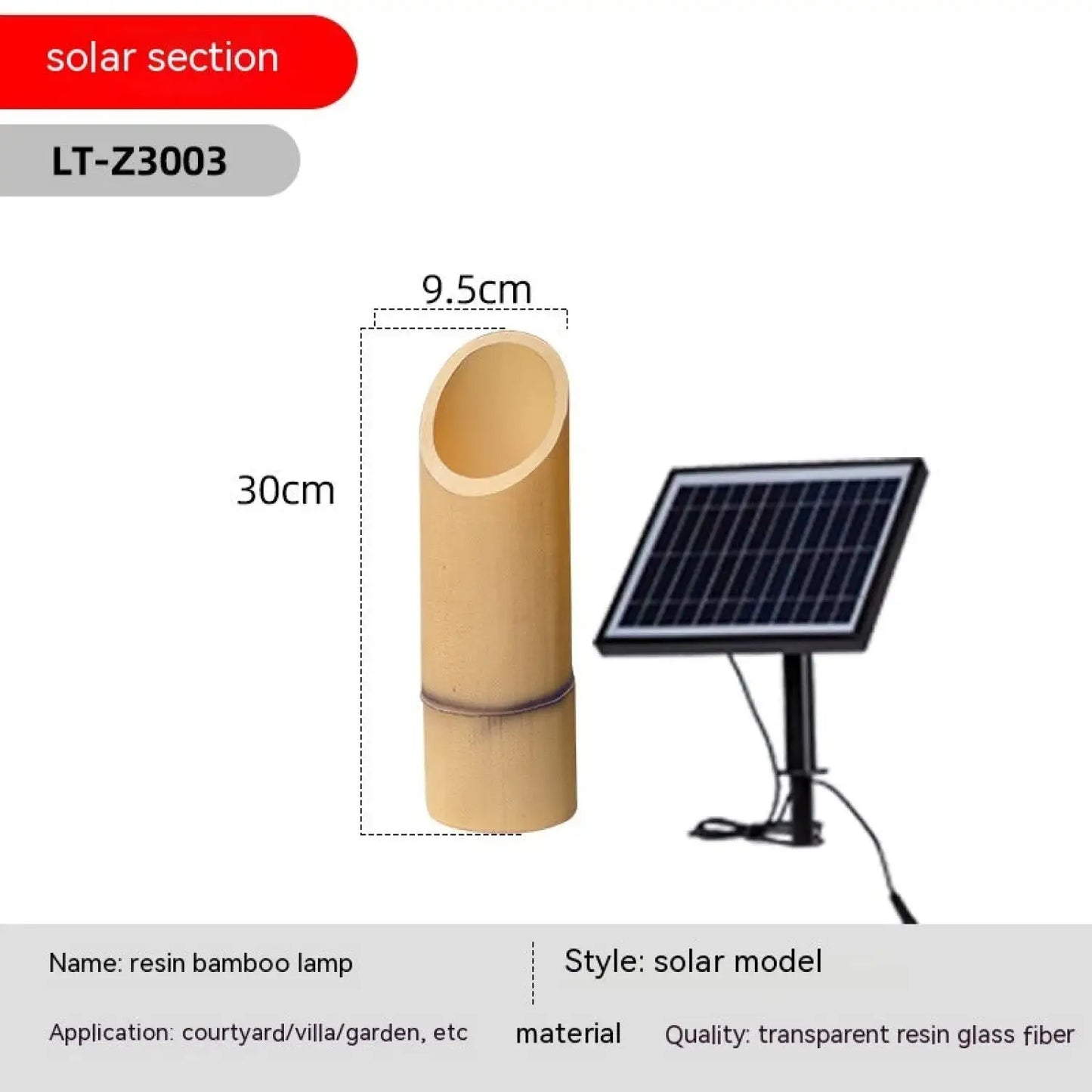 Utomhuslampa för hus - Solcellsdriven bambulampa