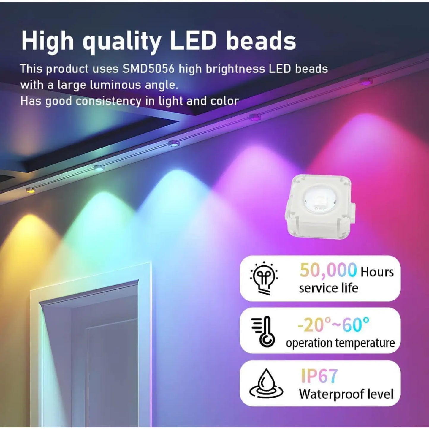 Utomhus LED-ljusslinga med Bluetooth-kontroll för takfötter och uteplatser