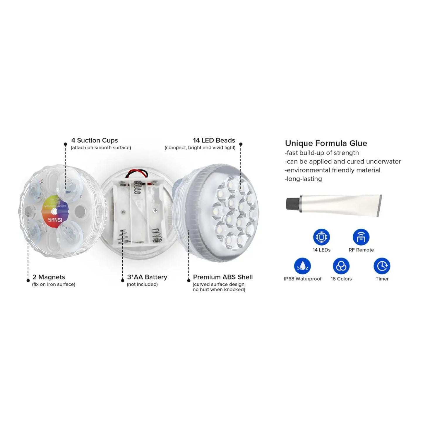Utomhus LED-lampor Vattentät RGB Poollampa med 20 timmars drifttid