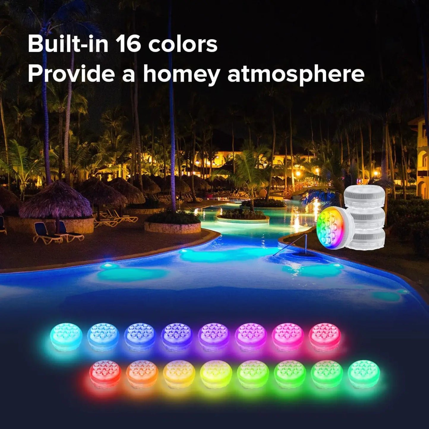 Utomhus LED-lampor Vattentät RGB Poollampa med 20 timmars drifttid