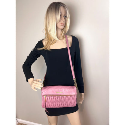 Miu MIU Matelasse Pink Nappa Leather Shoulder Bag