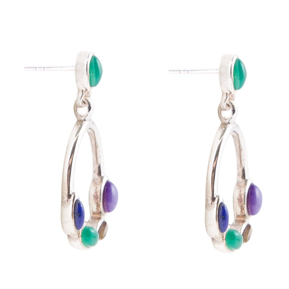 Orecchini in argento sterling con pietre multiple Peacock