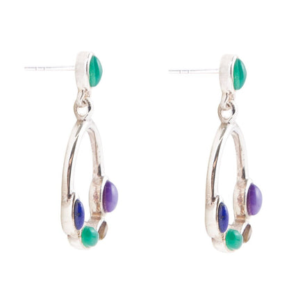 Orecchini in argento sterling con pietre multiple Peacock